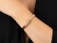 Edwardian 9ct Gold Bangle Set With Natural Split Pearls