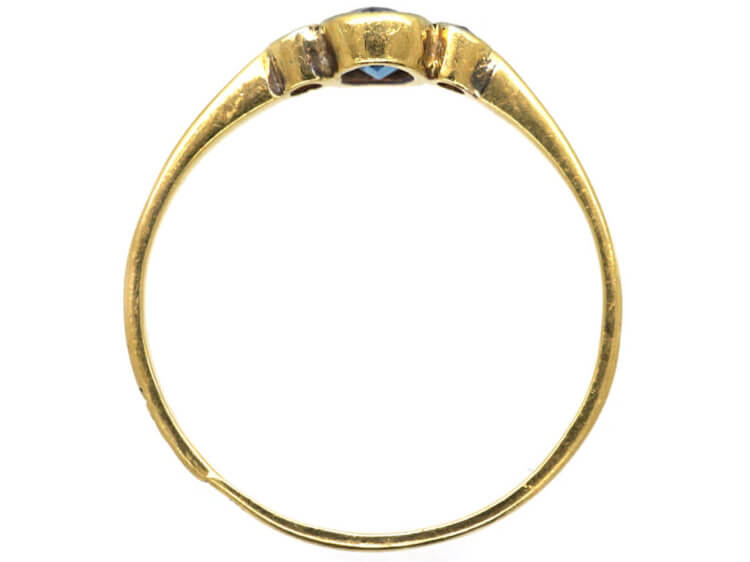 18ct Gold Aquamarine & Diamond Three Stone Ring