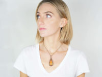 Edwardian 15ct Gold Large Pear Shaped Edwardian Gold, Citrine, Diamond & Chrysolite Pendant