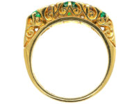 18ct Gold Emerald & Diamond Five Stone Ring made by Mappin & Webb