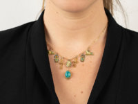 Art Deco 9ct Gold & Enamel Egyptian Revival Necklace