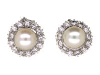 18ct White Gold Diamond & Pearl Cluster Earrings