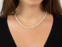 Edwardian Graduated Opal Bead Necklace with 9ct White Gold Clasp