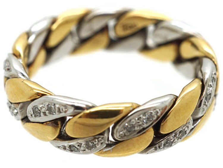 18ct White & Yellow Gold Ring set with Diamonds