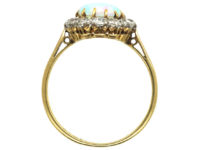 Edwardian 18ct Gold and Platinum, Opal & Diamond Cluster Ring