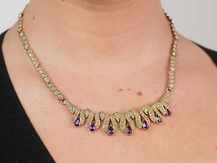 Theodor Farhner Silver Gilt & Amethyst Necklace
