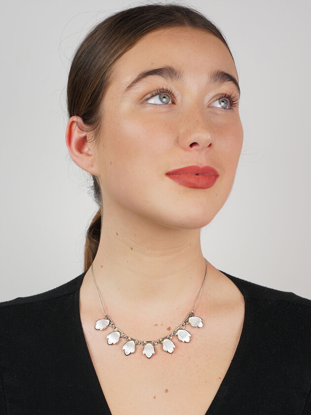 Art Deco Norwegian Silver Gilt & White Enamel Necklace by Andresen & Scheinpflug