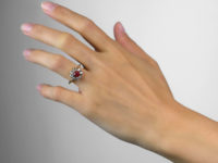 Victorian 18ct Gold, Diamond and Pink Spinel Cluster Ring