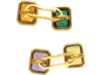 Retro 18ct Gold Multi Stone Cufflinks