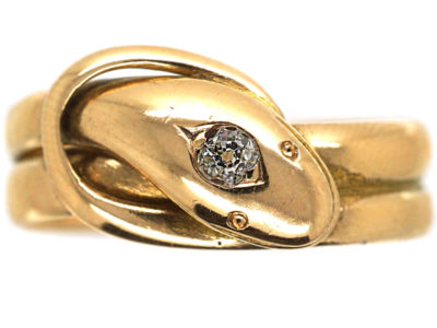 Victorian 15ct Gold Snake Ring set with a Diamond Victorian 15ct Gold Snake Ring set with a Diamond