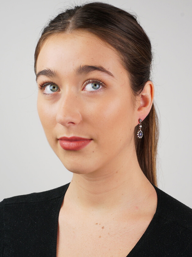 Georgian Sapphire ​& Diamond Drop Earrings