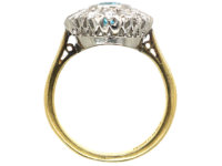 18ct Gold Aquamarine & Diamond Cluster Ring