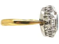 18ct Gold Aquamarine & Diamond Cluster Ring