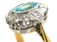 18ct Gold Aquamarine & Diamond Cluster Ring