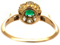 Edwardian 18ct Gold, Emerald & Diamond Cluster Ring
