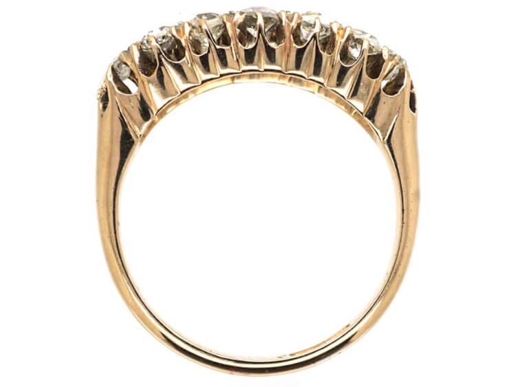 Victorian 18ct Gold, Two Row Diamond Boat Shaped Ring