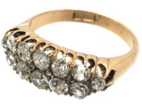 Victorian 18ct Gold, Two Row Diamond Boat Shaped Ring