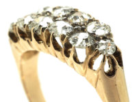 Victorian 18ct Gold, Two Row Diamond Boat Shaped Ring