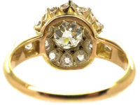 Edwardian 18ct Gold Diamond Cluster Ring with Diamond Set Shoulders