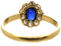 Edwardian 18ct Gold & Platinum, Sapphire & Diamond Oval Cluster Ring