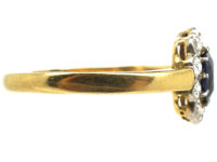 Edwardian 18ct Gold & Platinum, Sapphire & Diamond Oval Cluster Ring