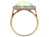 Edwardian Large 18ct Gold, Opal & Diamond Cluster Ring