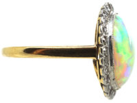 Edwardian Large 18ct Gold, Opal & Diamond Cluster Ring