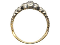 Victorian Diamond Cluster Ring with Diamond Set Leaf Shoulders