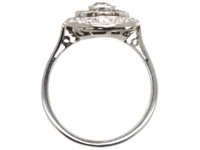 Art Deco French Platinum & Diamond Oval Cluster Ring