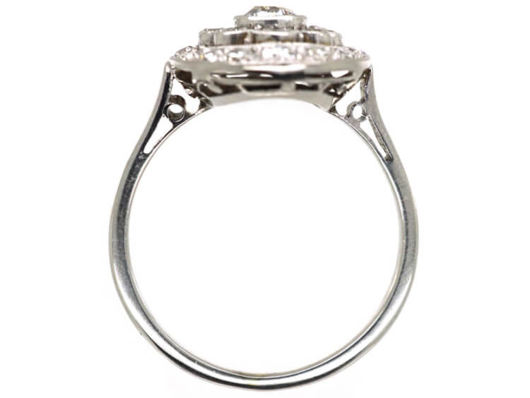 Art Deco French Platinum & Diamond Oval Cluster Ring