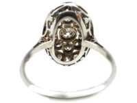 Art Deco French Platinum & Diamond Oval Cluster Ring