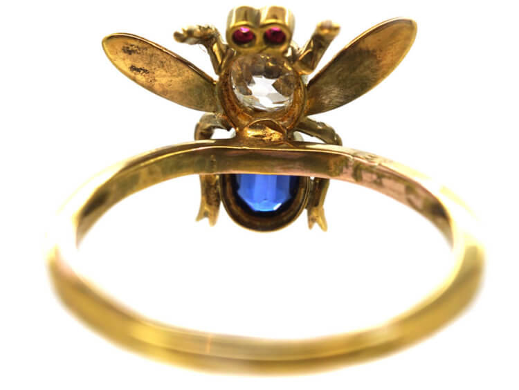 15ct Gold Diamond, Sapphire & Ruby Bee Ring