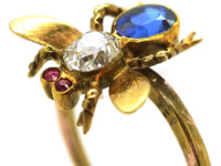 15ct Gold Diamond, Sapphire & Ruby Bee Ring