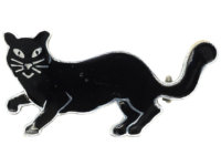 Art Deco Silver & Black Enamel Lucky Cat Brooch