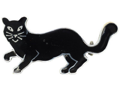 Art Deco Silver & Black Enamel Lucky Cat Brooch Art Deco Silver & Black Enamel Lucky Cat Brooch