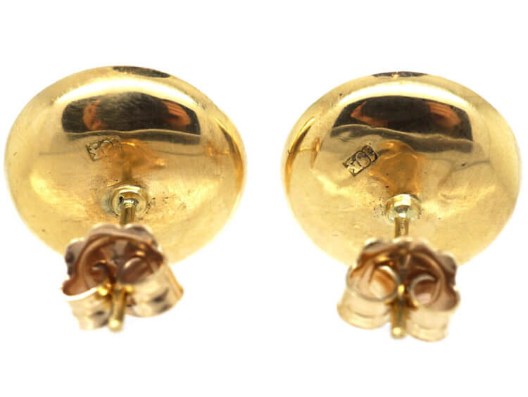 Edwardian 18ct Gold , Mother of Pearl & Cabochon Ruby Earrings
