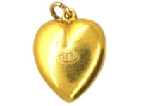 Edwardian 15ct Gold & Diamond Heart Shaped Pendant