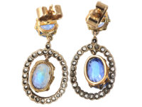 Edwardian Ceylon Sapphire & Rose Diamond Drop Earrings
