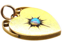 Edwardian 15ct Gold Heart Shaped Pendant set with an Opal