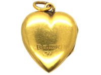 Edwardian 15ct Gold Heart Locket set with a Sapphire