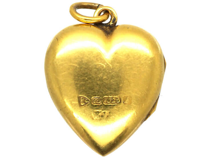 Edwardian 15ct Gold Heart Locket set with a Sapphire