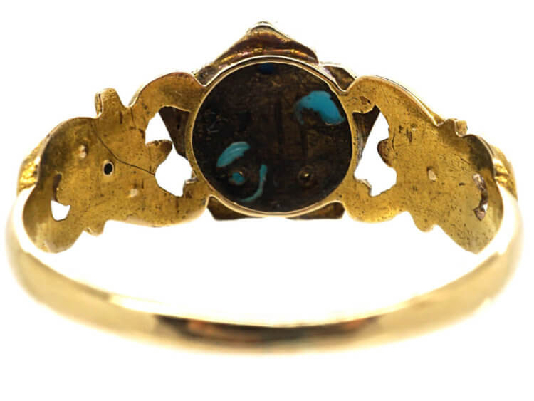 Regency 15ct Gold, Coral & Turquoise Forget me Not Ring