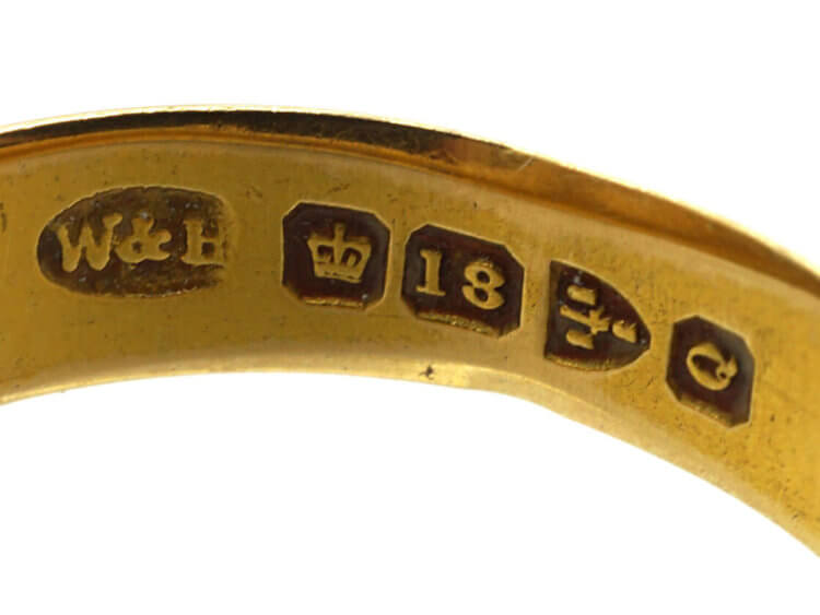 Victorian 18ct Gold Buckle Ring set with Sapphires & a Diamond