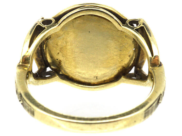 Art Deco 14ct Gold Reverse Intaglio Rock Crystal of a Horse's Head Ring