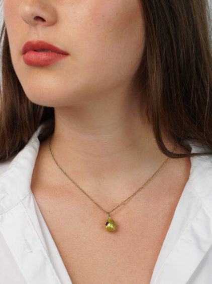 Edwardian Ruby & Yellow Enamel Egg Pendant