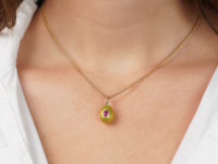 Edwardian Ruby & Yellow Enamel Egg Pendant