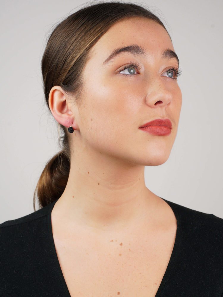 French 19th Century 18ct Gold & Black Glass Earrings