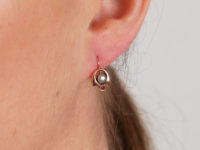 Austrian 14ct Gold Art Nouveau Pearl & Ruby Earrings