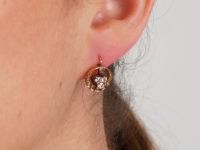 Edwardian 18ct Gold & Diamond Clover and Moon Crescent Earrings
