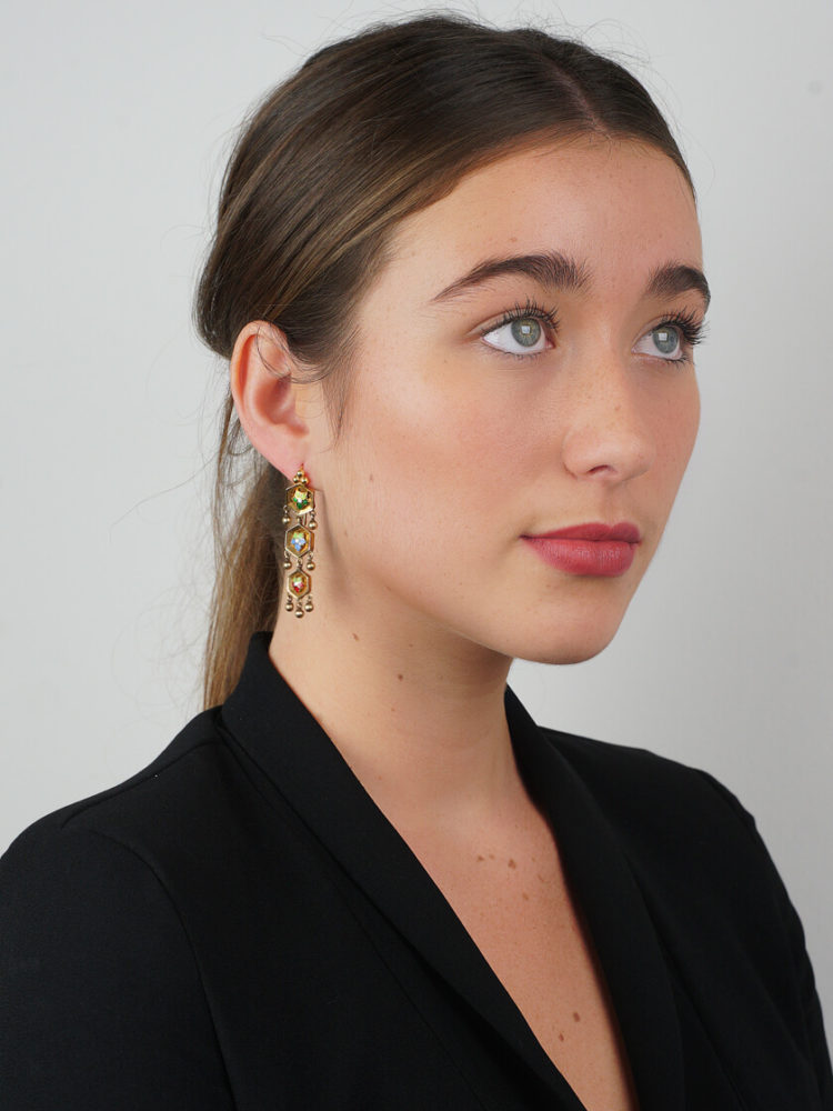 Early 19th Century Swiss Enamel Triple Gold Drop Earrings